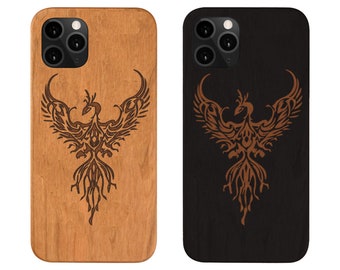 Rising Phoenix Samsung iPHONE 14 Plus X XR XSMAX XS Max  11 Pro Max 11 Pro Engraved Wood Phone Case  iPhone 13 Pro Max