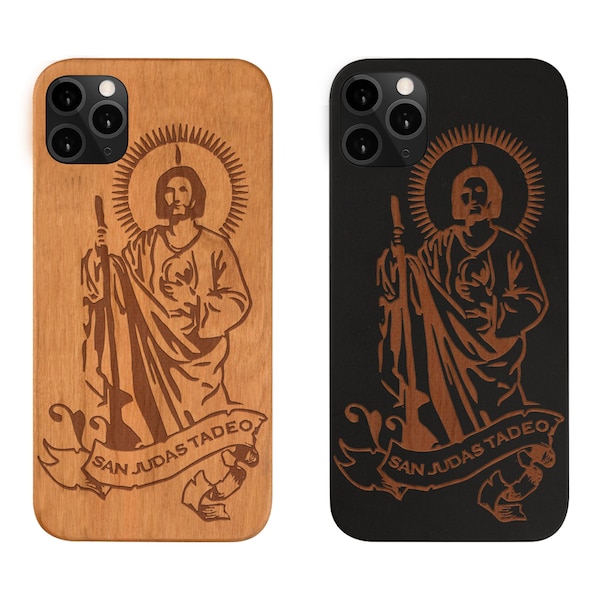 Google Pixel 4a, 4, 4 XL, San Judas, coque de téléphone en bois de Saint-Jude SAMSUNG S20 Note 20 Plus, iphone 14, gravée, personnalisée, meilleur cadeau