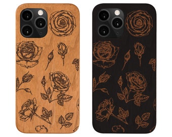 iphone 14 Case, Floral Rose Wood Phone Case for iphone 14 Pro Max, iPhone Xs , iPhone Xr, iPhone Xs Max, iPhone 8 plus, Samsung Note 10 Gift