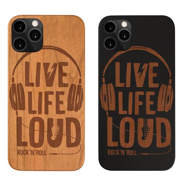 Live Life Loud Iphone Wood Case Samsung Iphone 14 Plus X XR XSMAX XS Max  11 Pro Max 11 Pro iPhone 13 Pro Max Loved Ones Engarved