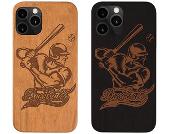 Baseball Player Samsung iPHONE 14 Plus X XR XSMAX XS Max  11 Pro Max 11 Pro Engraved Wood Phone Case  iPhone 13 Pro Max