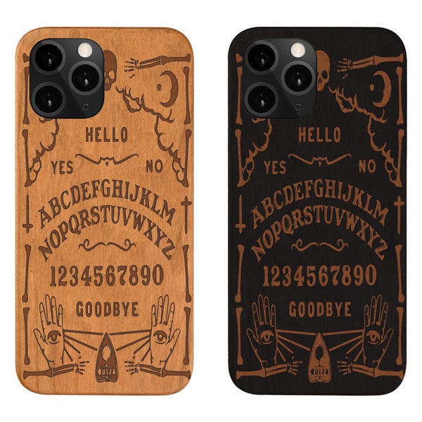 Google Pixel 4a , 4 , 4 XL , Ouija Board Wood Phone Case SAMSUNG S20 Note 20 Plus, Gravé , Personnalisé ,iPhone 13 Pro Max