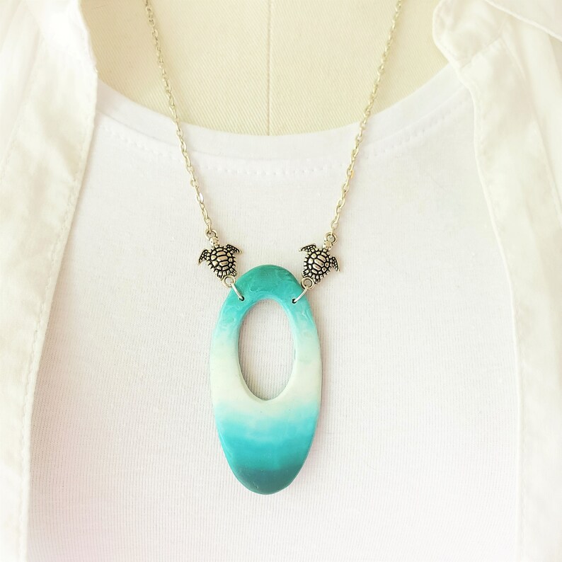 Polymer Clay Pendant Beach Jewelry Bohemian Pendant Hippie Necklace Lightweight Jewelry