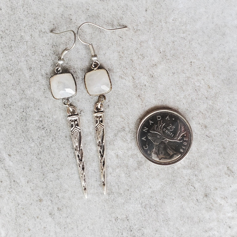 Silver Jewelry Moonstone Earrings Boho Dangle Earrings Lightweight Earrings Gift for Mom Gift For Her