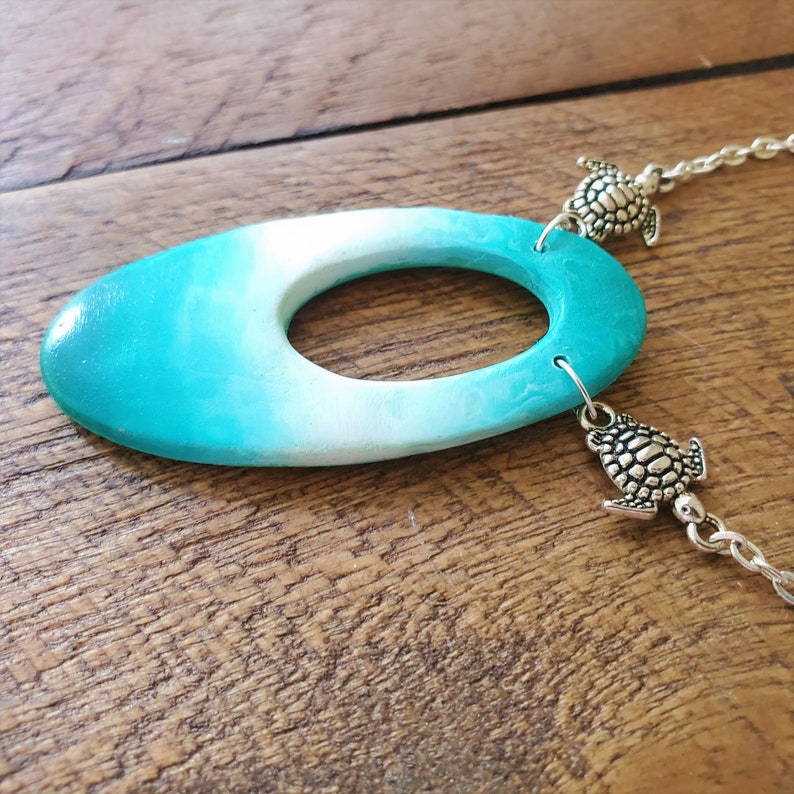 Polymer Clay Pendant Beach Jewelry Bohemian Pendant Hippie Necklace Lightweight Jewelry