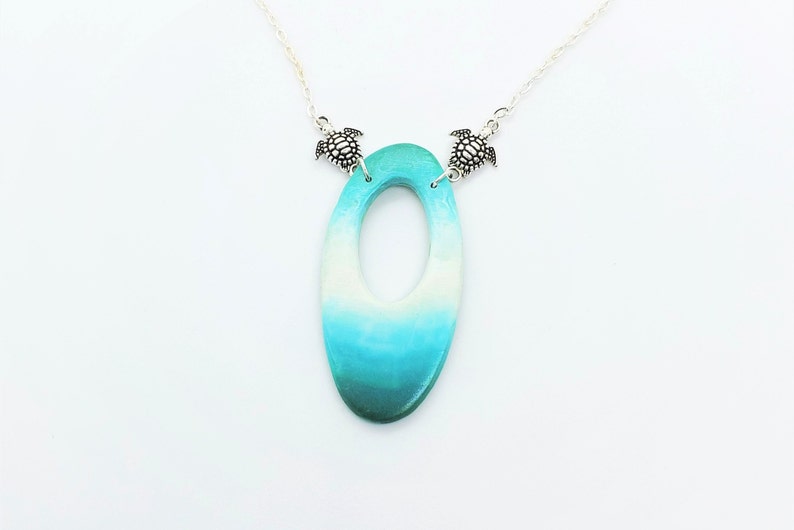 Polymer Clay Pendant Beach Jewelry Bohemian Pendant Hippie Necklace Lightweight Jewelry