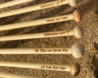 Personalisierte Holz Stricknadeln aus Bambus in verschiedenen Größen zu jedem Anlass