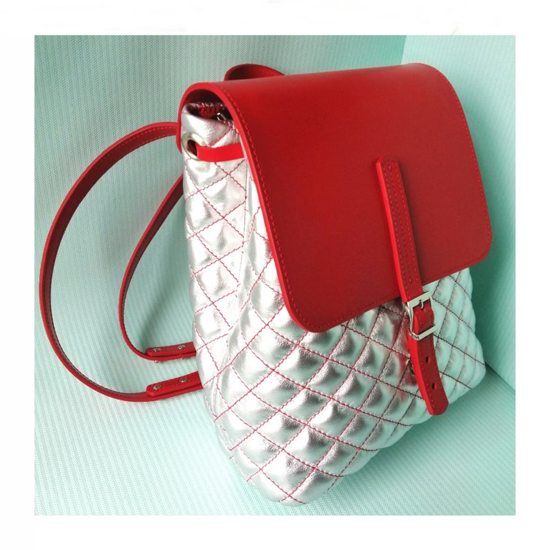 red leather women's backpack