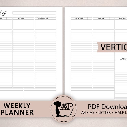 Personal Weekly Planner Printable Week on Two Pages - Etsy