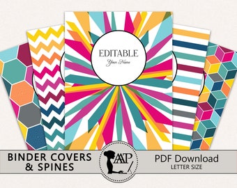 Editable Binder Covers and Spines, 3 Ring Notebook Cover, Editable Printable Student Binder Cover, School Teacher Planner, Monogram, BND-23