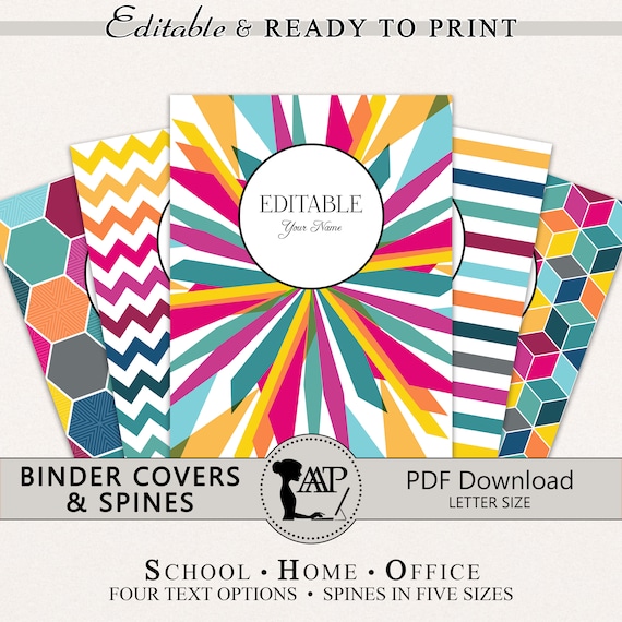 Editable Binder Covers and Spines, 3 Ring Notebook Cover, Editable Printable Student Binder Cover, School Teacher Planner, Monogram, BND-23