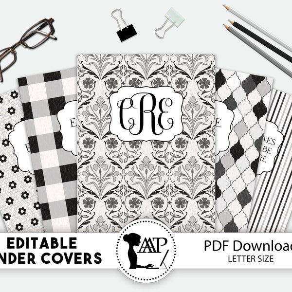 Editable Binder Covers and Spines, 3 Ring Notebook Cover, Editable Printable Student Binder Cover, School Teacher Planner, Farmhouse, BND-14