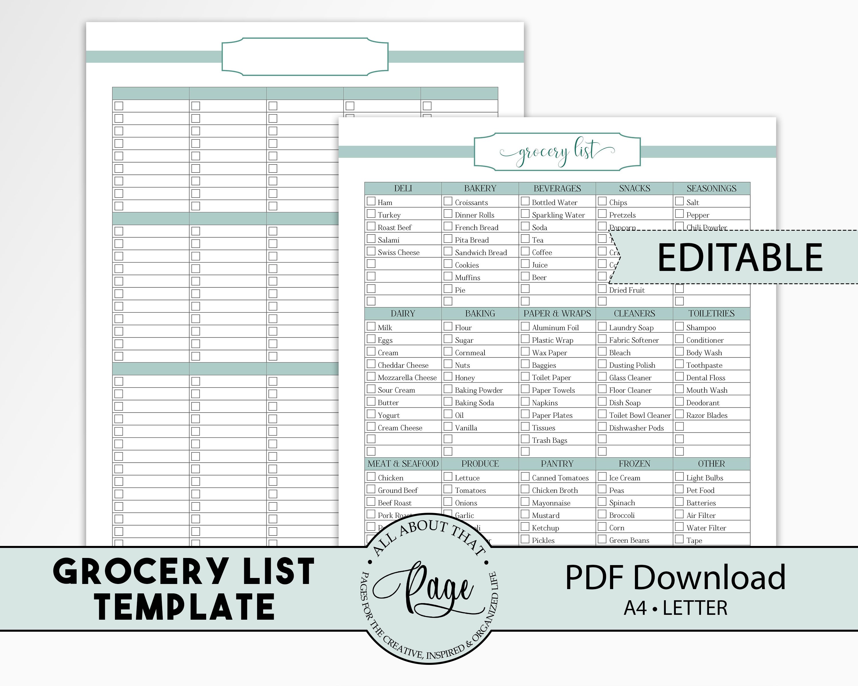 grocery list template