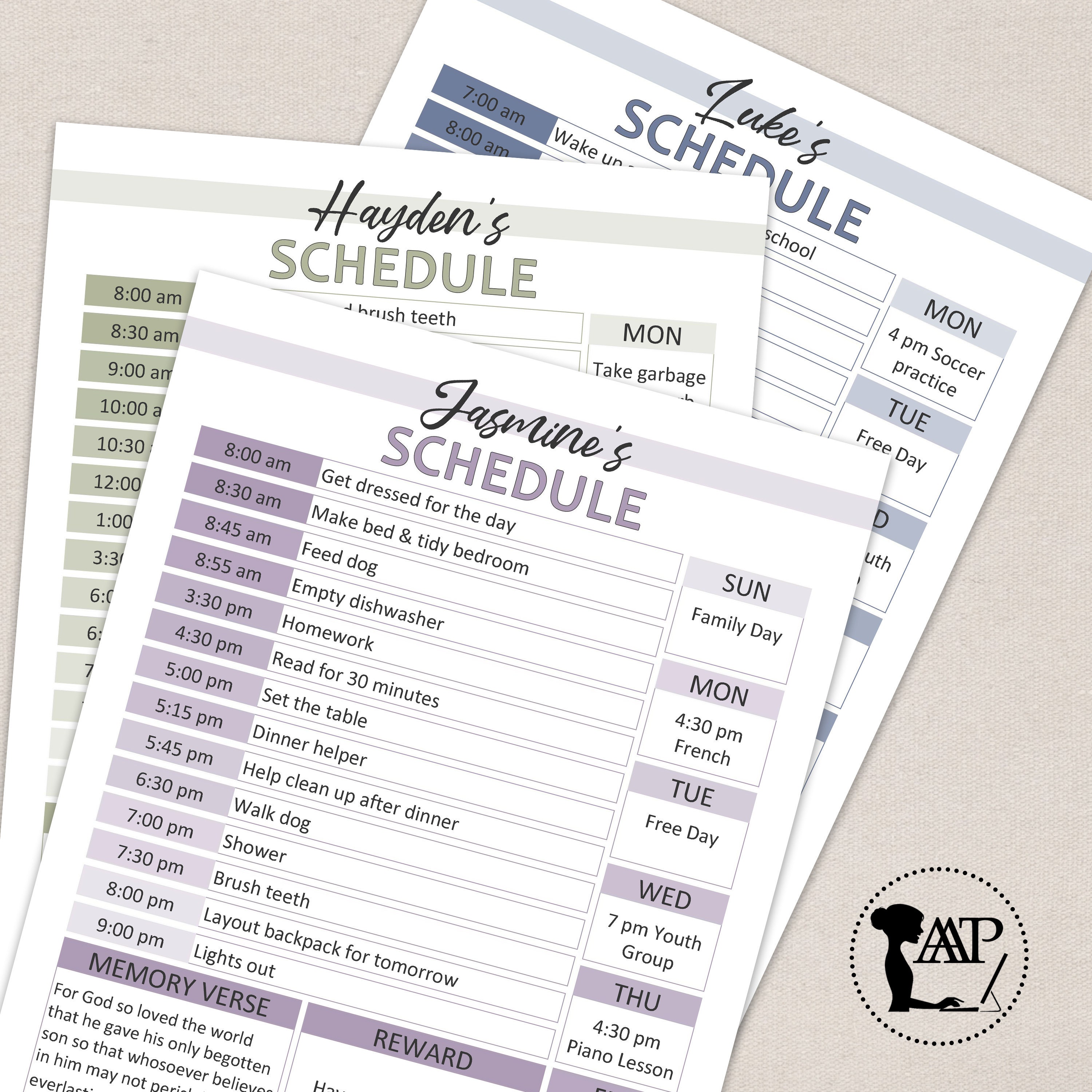 Editable Daily Schedule for Kids Printable Bundle | Weekly Chore Chart ...