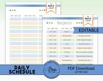 Teen Schedule Template - Etsy