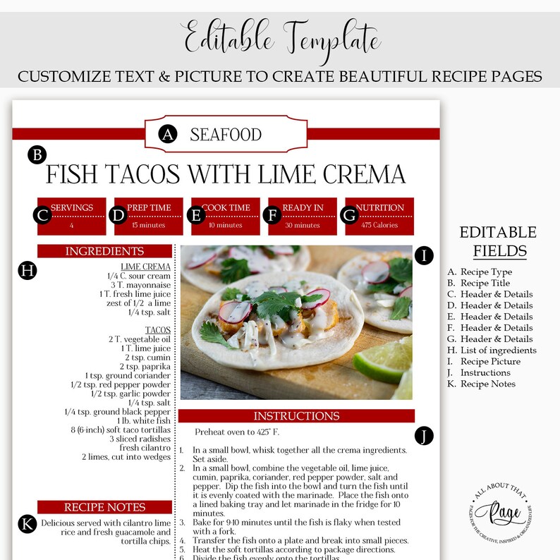 recipe binder printable cookbook template rmp08 05 ert pdf
