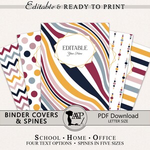 Editable Binder Covers and Spines, 3 Ring Notebook Cover, Editable Printable Student Binder Cover, School Teacher Planner, Monogram, BND-22
