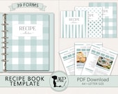 EDITABLE Recipe Book Template, Personalized Cookbook Printable, Family Recipe Organizer, Recipe Page Dividers, Letter A4, pdf, RMP07-07 RBT