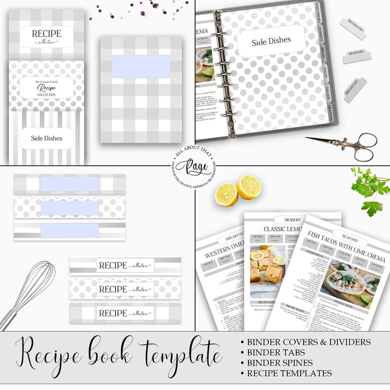 EDITABLE Recipe Book Template, Personalized Cookbook Printable, Family Recipe Organizer, Recipe Page Dividers, Letter A4, pdf, RMP01-07 RBT image 3