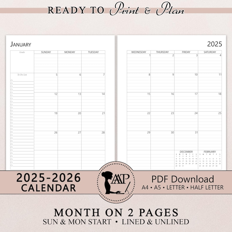 2025 2026 18 Month Calendar Etsy Canada