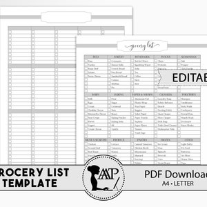 Editable Grocery List Template, Custom Grocery Shopping List Printable ...