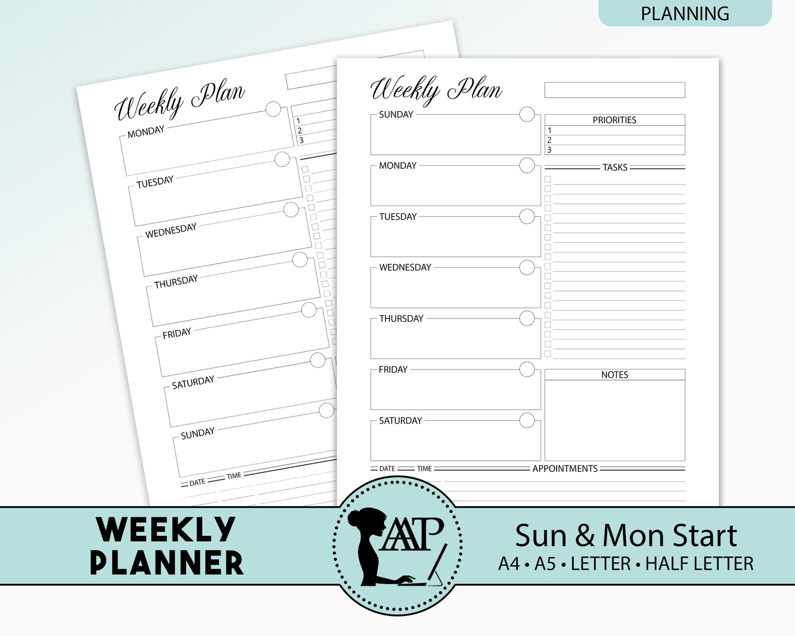 Weekly Plan Printable Week on One Page Planner Insert Task - Etsy
