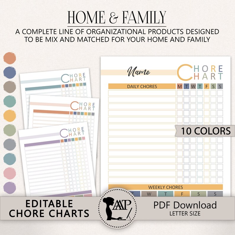 Editable Chore Chart for Kids Printable Bundle - Etsy Canada