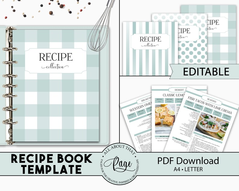 EDITABLE Recipe Book Template Personalized Cookbook Etsy Australia