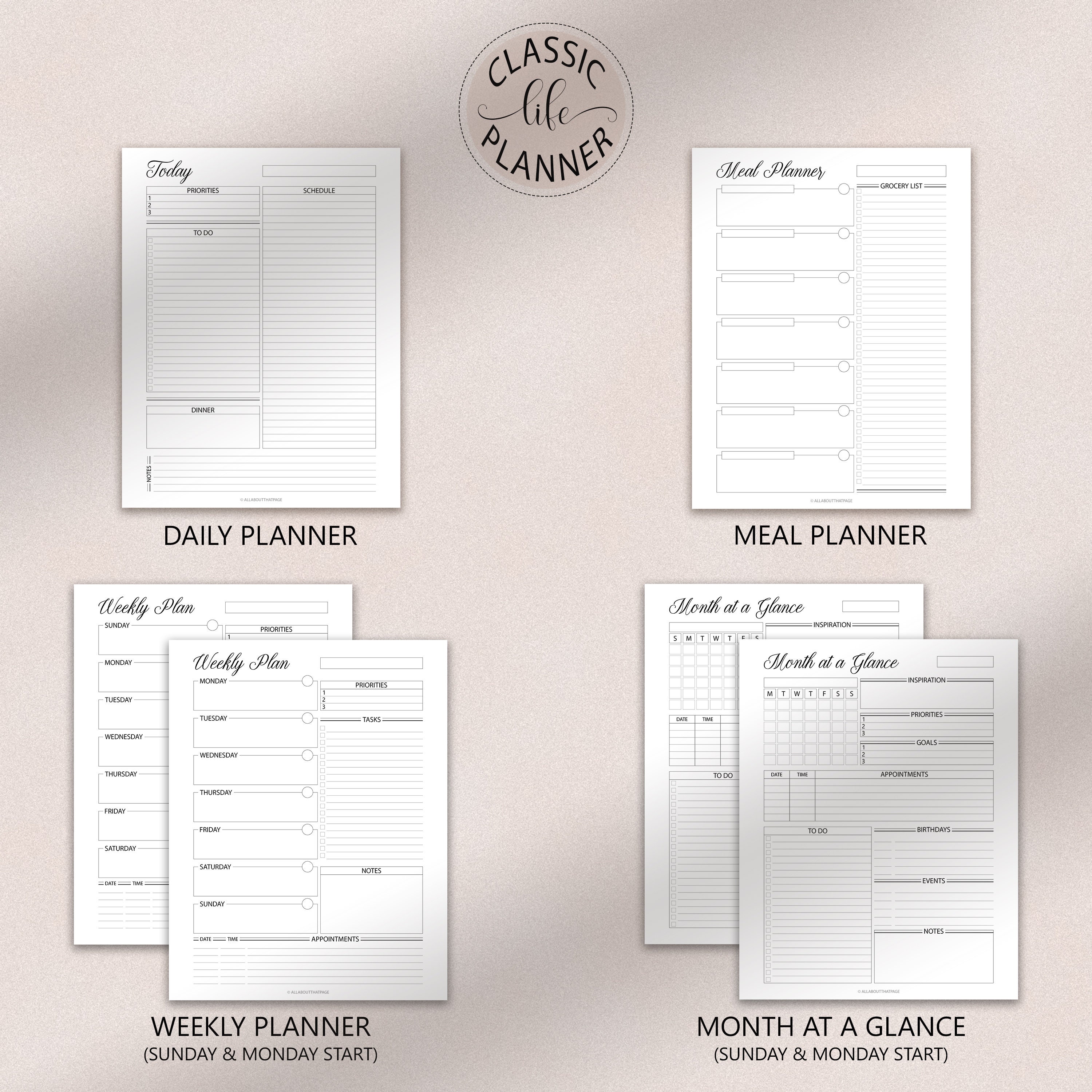 Planner Essentials Bundle Printable Digital | Monthly Weekly Daily ...