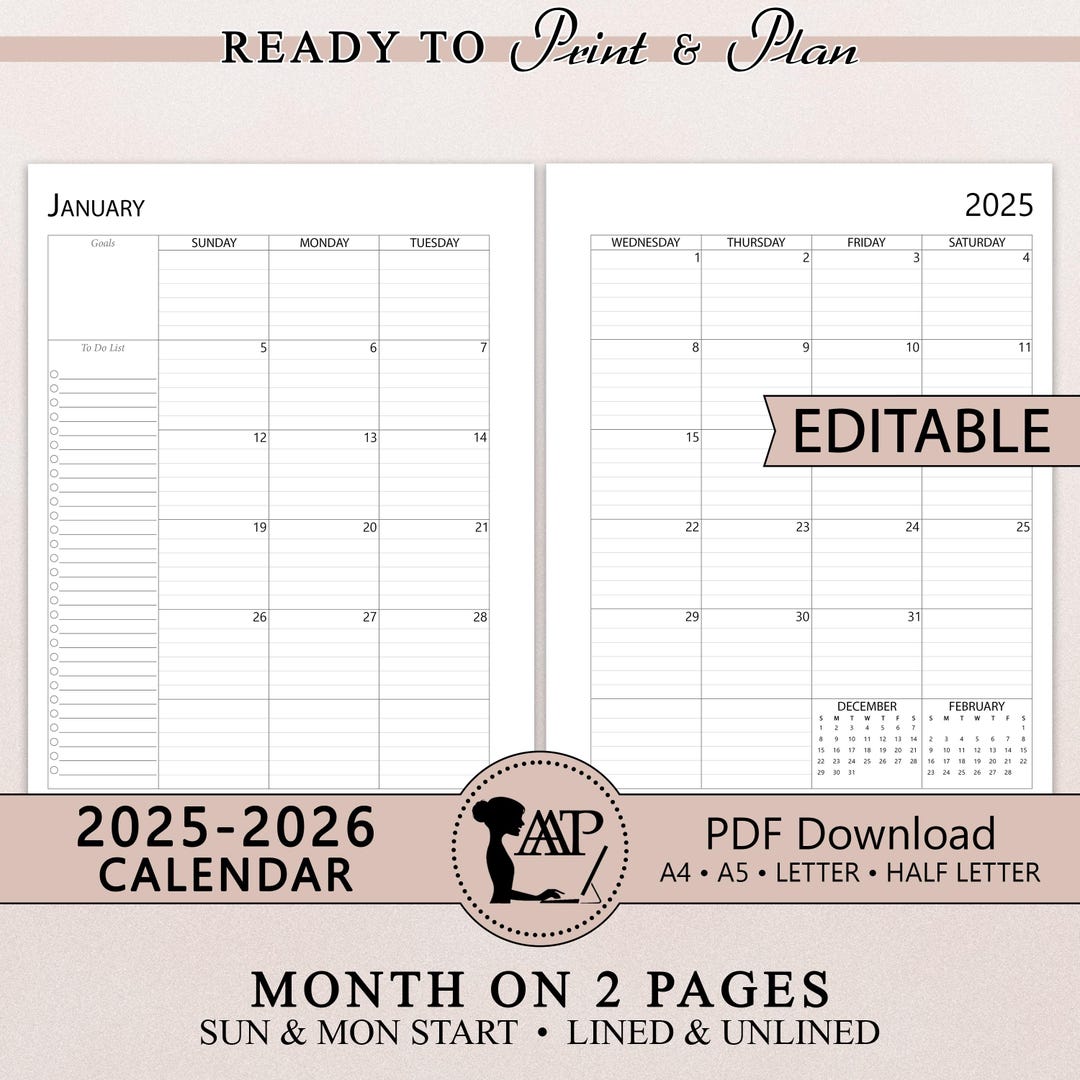 2025-2026-editable-calendar-printable-template-fillable-two-2-page-lined-unlined-sunday-monday-start-a4-a5-half-letter-pdf-clp01-04-etsy