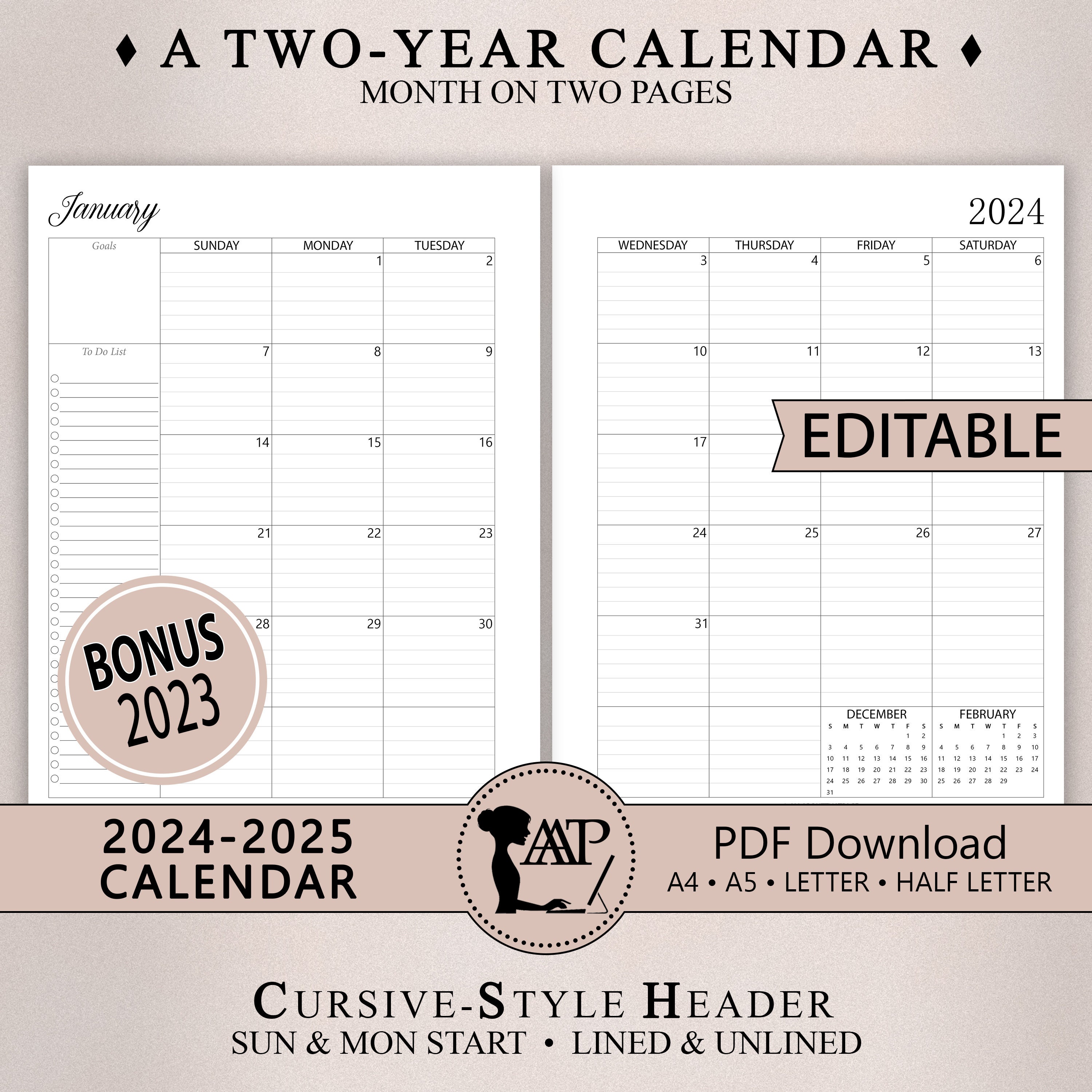 A5 Quarterly Planner Inserts | Q3 July-Sept 2024 Calendar