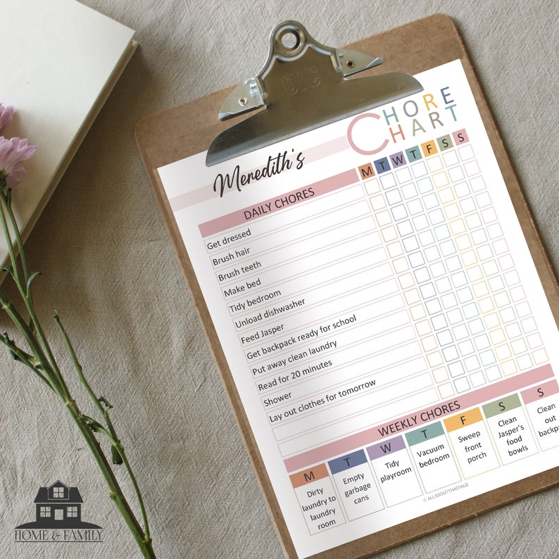 Editable Chore Chart for Kids Printable Bundle - Etsy Canada