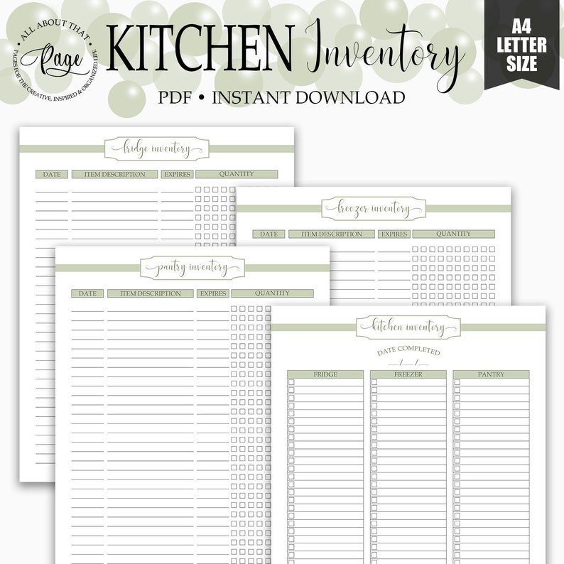 Kitchen area Stock Printable, Refrigerator, Freezer and Pantry Stock Record, PDF, Inexperienced, Evening meal Creating, Kitchen area Business, RMP03-03, KIP picture relating to Pantry Inventory Printable titled Kitchen area Stock Printable, Refrigerator, Freezer and Pantry Stock Record, PDF, Inexperienced, Supper Building, Kitchen area Small business, RMP03-03, KIP