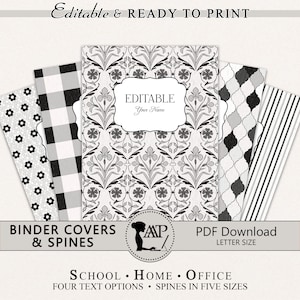 Editable Binder Covers and Spines, 3 Ring Notebook Cover, Editable Printable Student Binder Cover, School Teacher Planner, Farmhouse, BND-14
