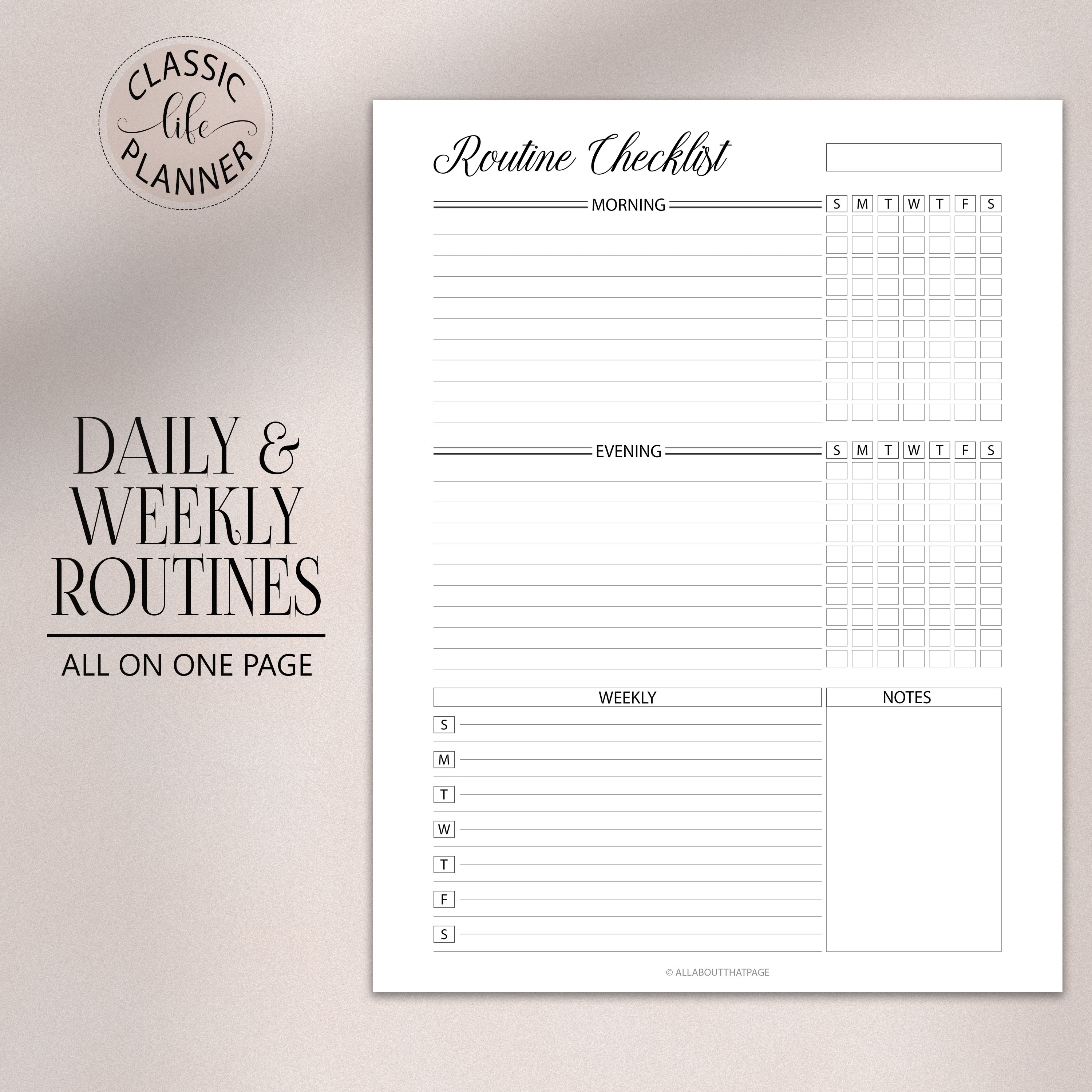 Printable Routine Planners Simple Routine Checklist, Weekly Planner Printable, Morning Evening Routines ...
