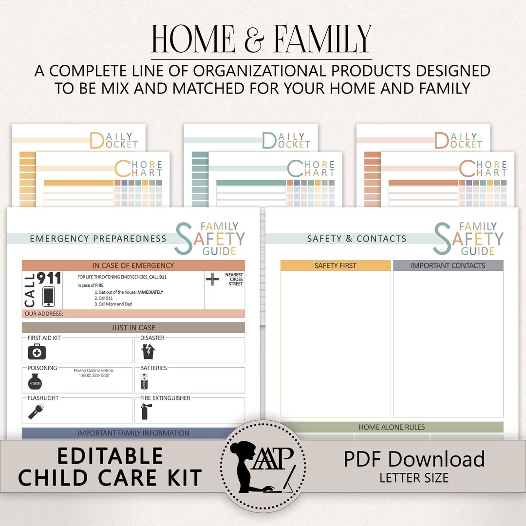 Editable Child Care Kit Printable Babysitter Nanny Etsy