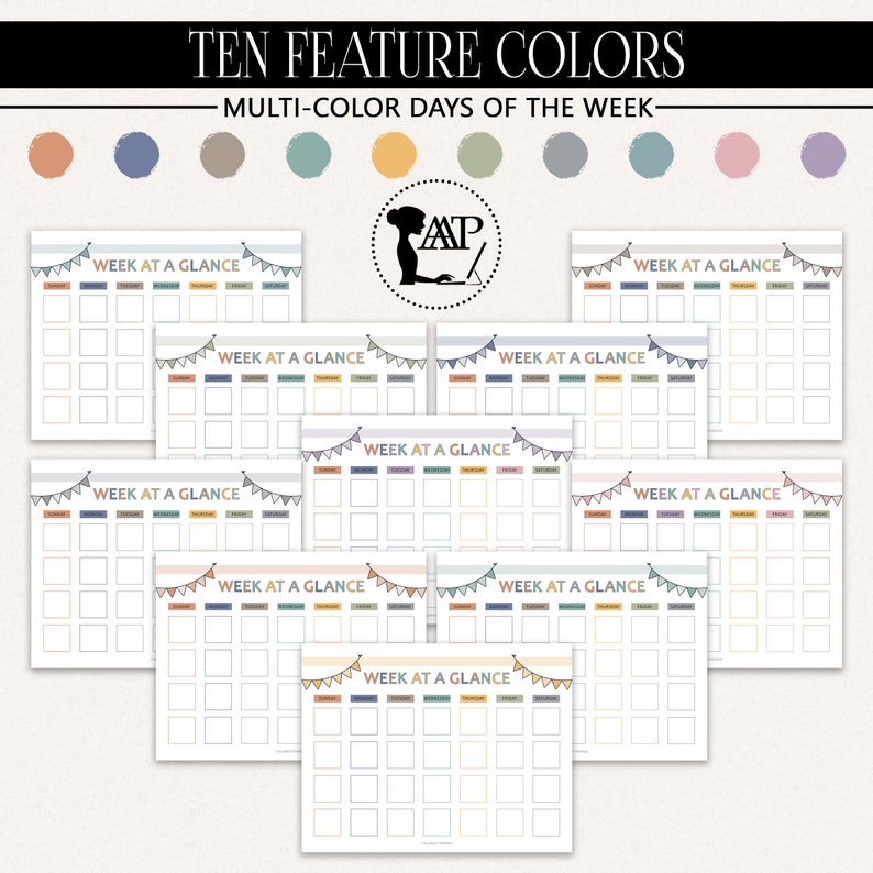 Week at a Glance Kids Calendar With Pictures Printable | Visual Weekly ...