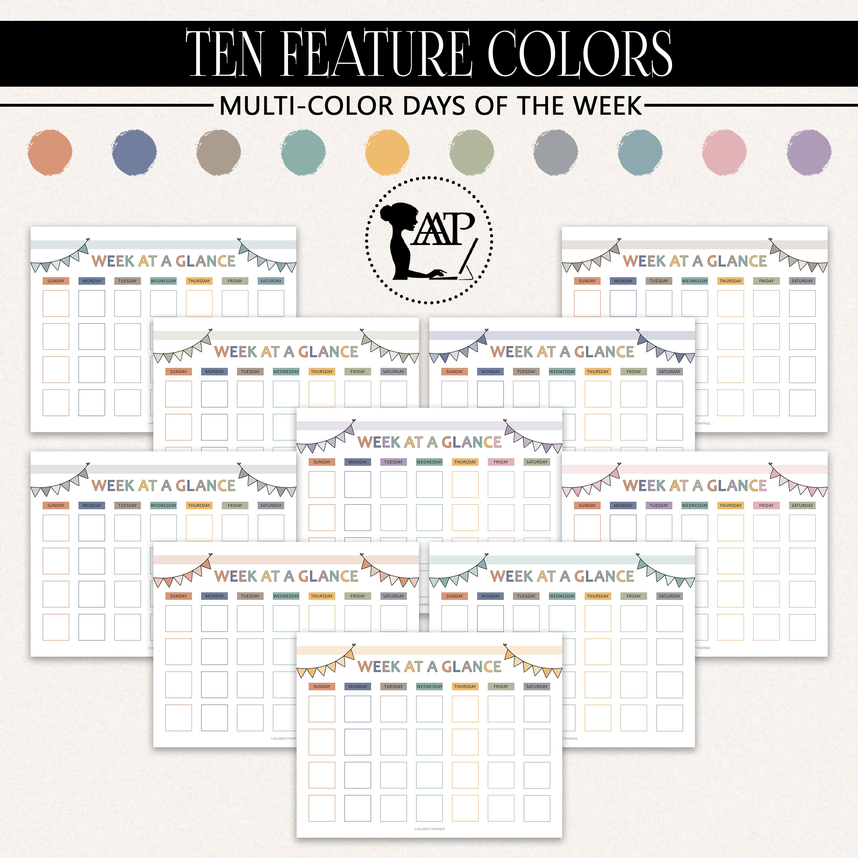 Week at a Glance Kids Calendar With Pictures Printable | Visual Weekly ...