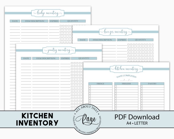 Kitchen Inventory Printable Fridge Freezer And Pantry Etsy