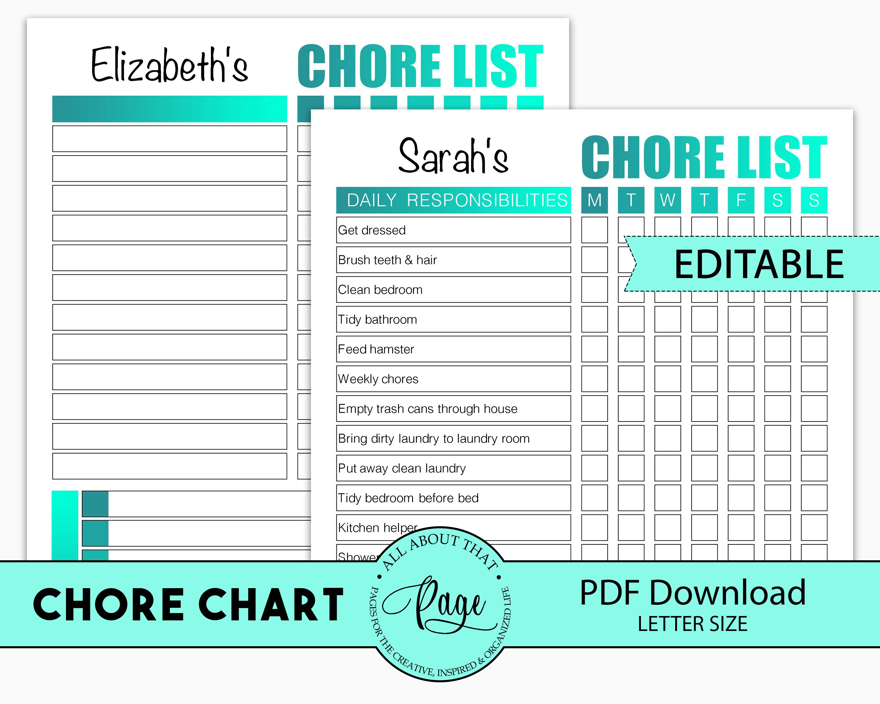 Teen And Tween Printable Chore Chart Ubicaciondepersonas cdmx gob mx
