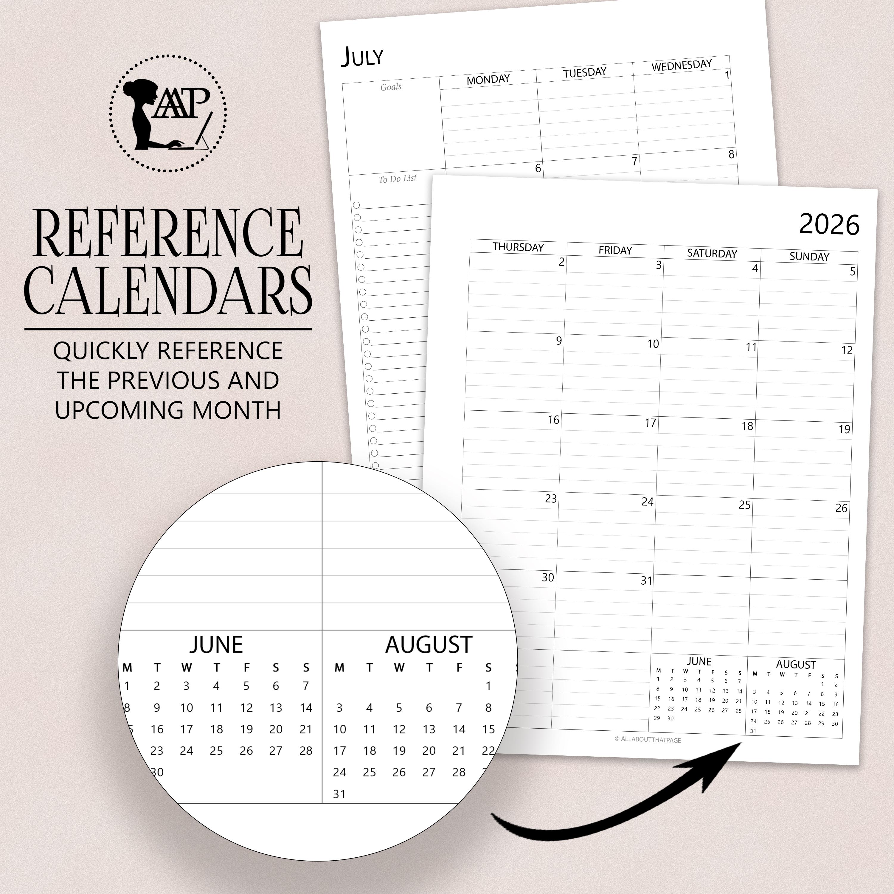 2026 2027 Monthly Calendar Printable | Two 2 Page Lined Unlined Planner ...