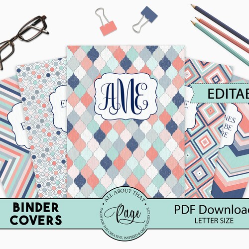 Editable Binder Covers and Spines 3 Ring Notebook Cover - Etsy