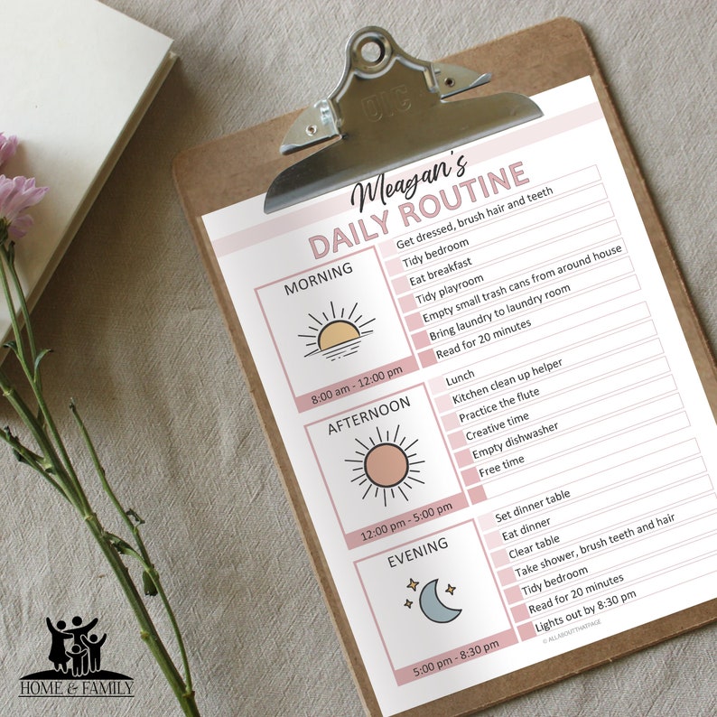 Editable Daily Schedule for Kids Printable Bundle | Weekly Chore Chart ...