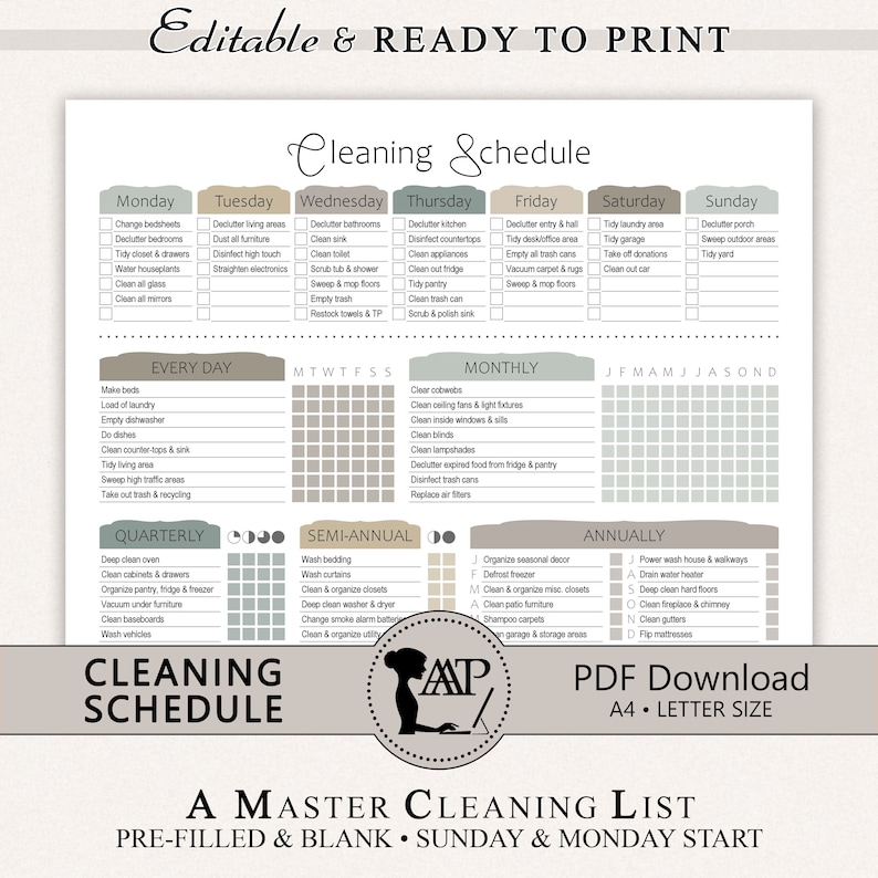 NEW Editable Cleaning Schedule | Prefilled Chores Checklist | ADHD ...