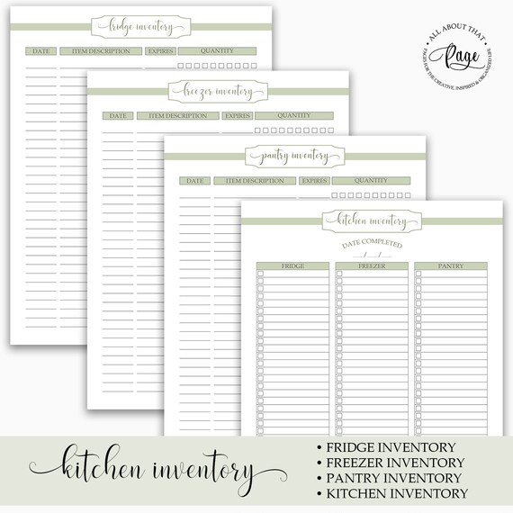 Kitchen Inventory Printable Fridge Freezer And Pantry Etsy