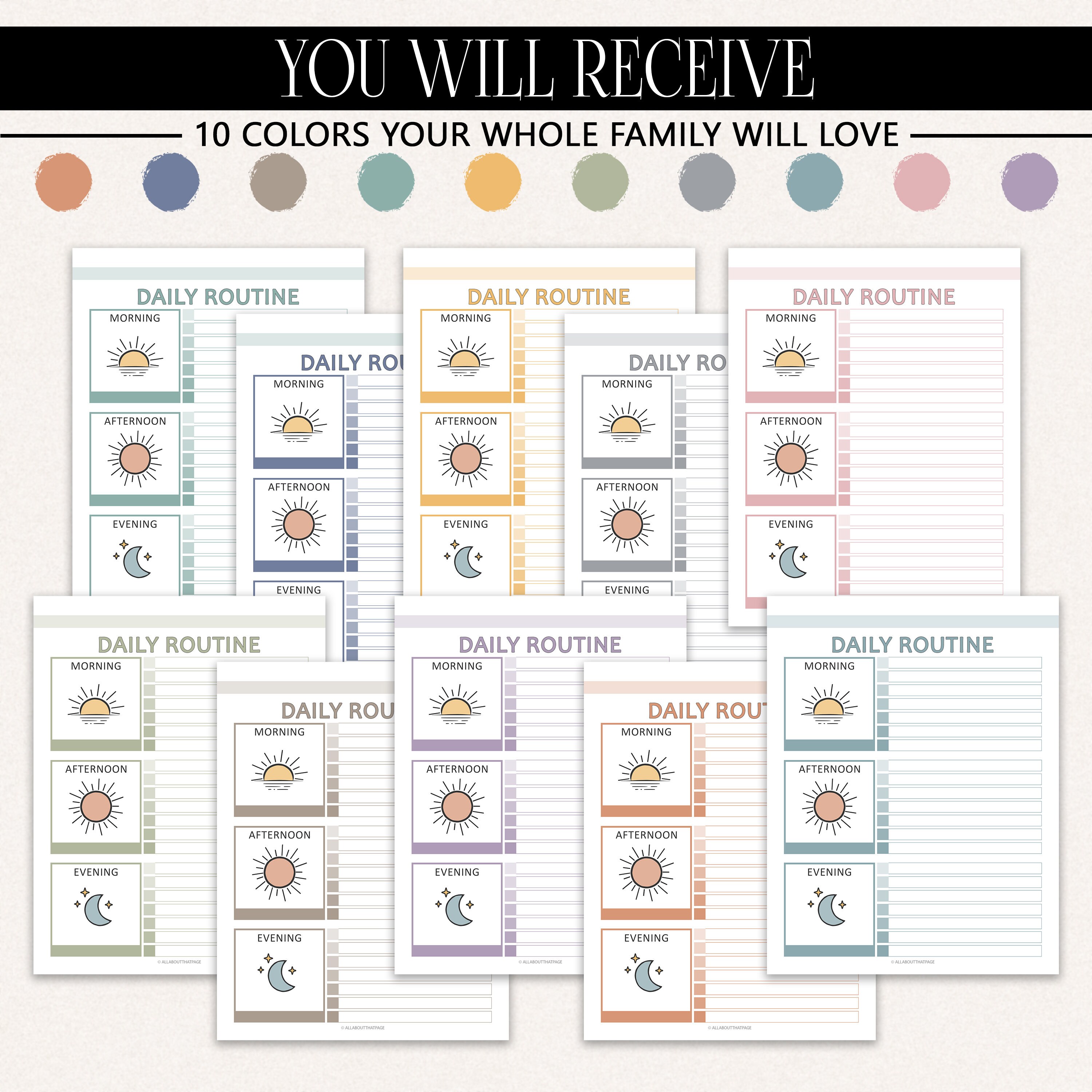 Editable Daily Schedule for Kids Printable Bundle | Weekly Chore Chart ...