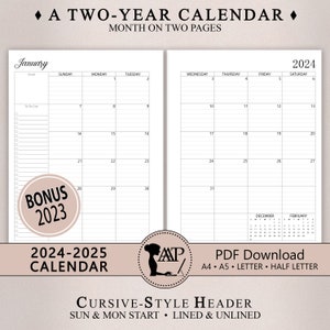 Planner Inserts, 2024 Monthly Brief Calendar Planner Inserts