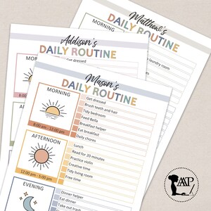 Editable Daily Schedule for Kids Printable Bundle | Weekly Chore Chart ...