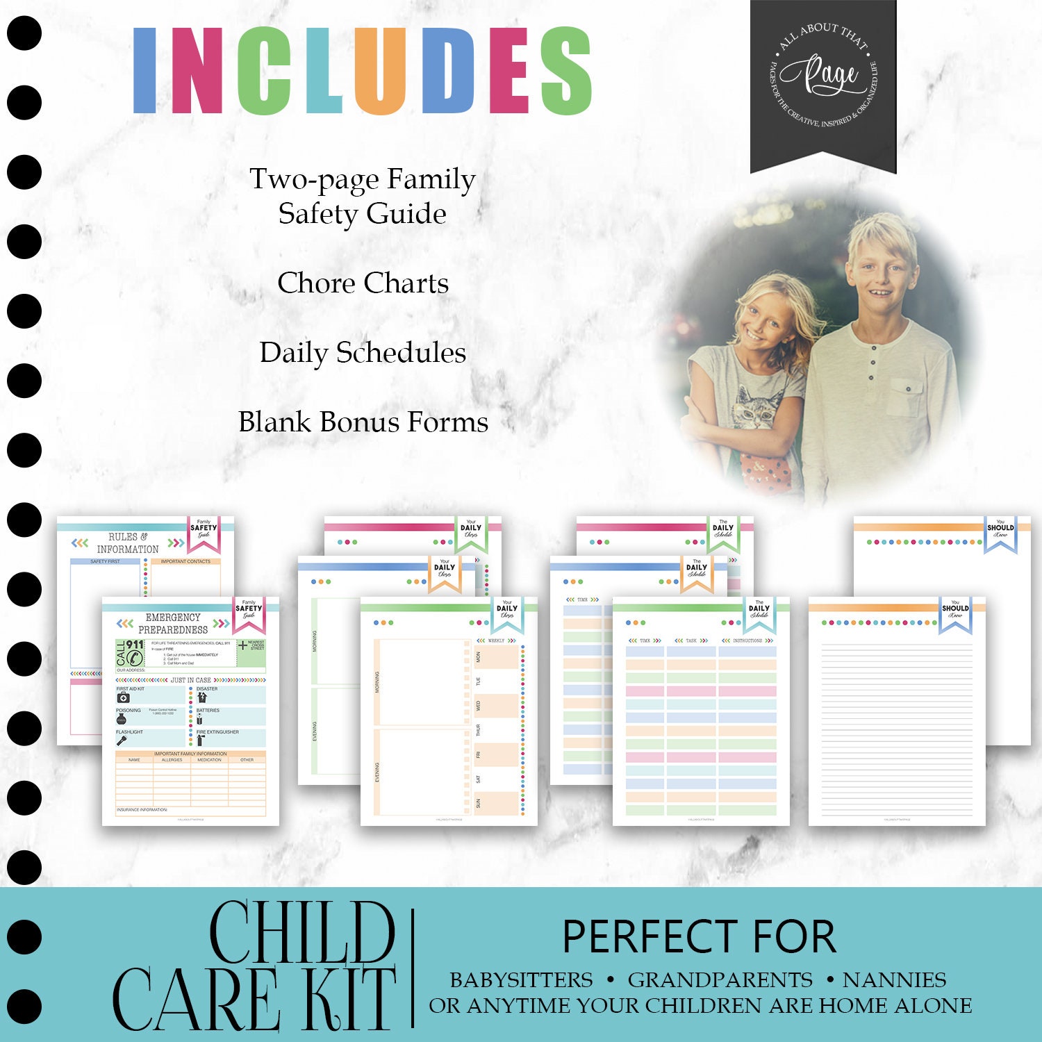 Child Care Kit Babysitter Nanny Printable Family Emergency Etsy UK