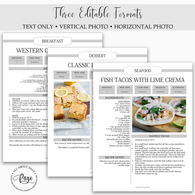 EDITABLE Recipe Book Template, Personalized Cookbook Printable, Family Recipe Organizer, Recipe Page Dividers, Letter A4, pdf, RMP01-07 RBT image 6